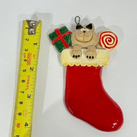 Vintage Nancy Eckland cat in a Christmas stocking. - Picture 6 of 6